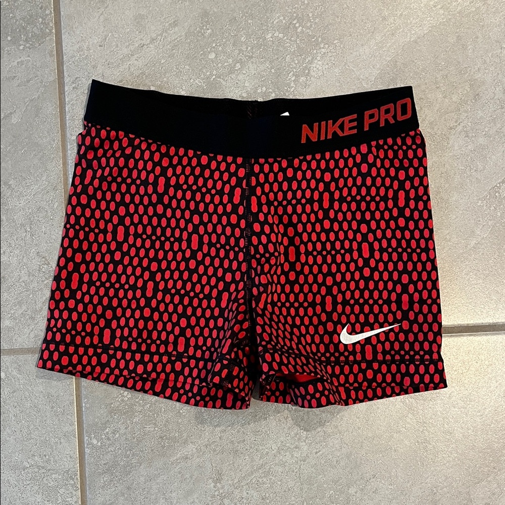 Nike Pro Red and Black Dotted Shorts
